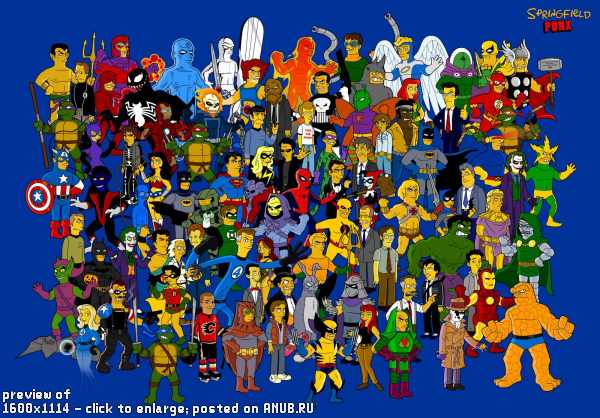 Знаменитости и супергерои в стиле Симпсонов