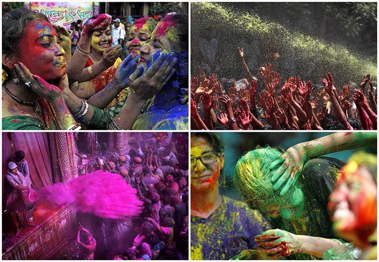 Празднование фестиваля Холи в Индии